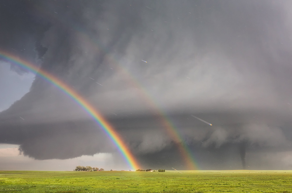 Double Rainbow with Tornado /captured outside of Simla, Colorado, June 4, 2015 - 7:30pm