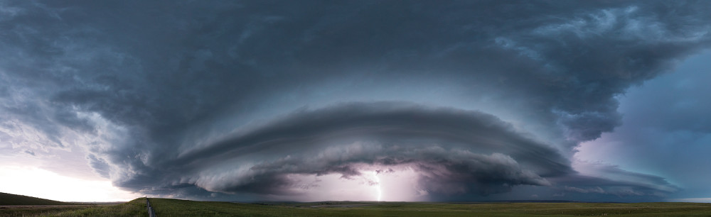 Storm Chasing in Pine Haven, Wyoming. Panoramic supercell